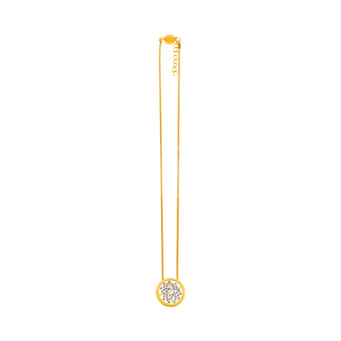 Collar Upsala Dorado Círculo Chico Corto Plata Pavonada Puntos Dorados